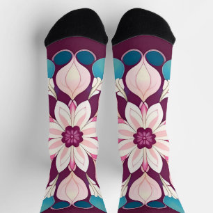 Colorful Floral Mandala Design Socks