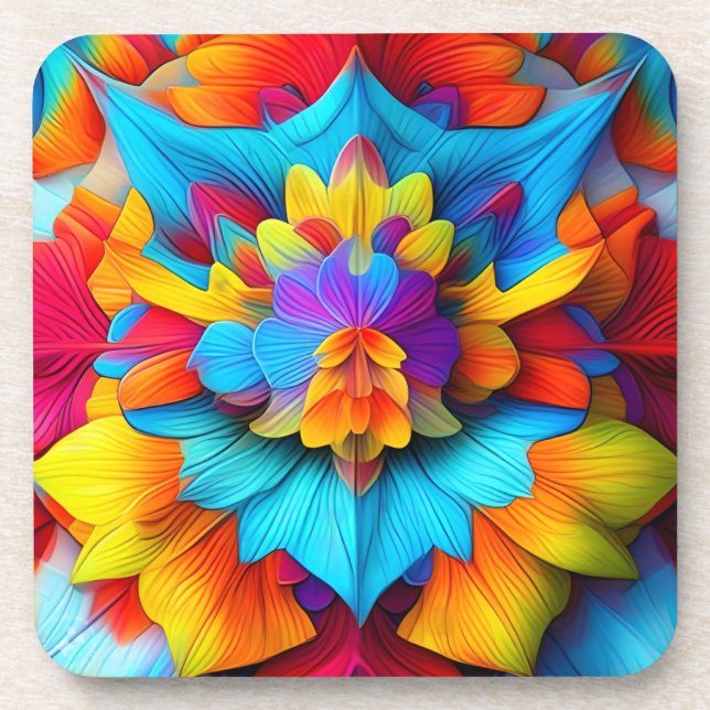 Colorful Floral Mandala Flower Design-56756 Beverage Coaster (Front)