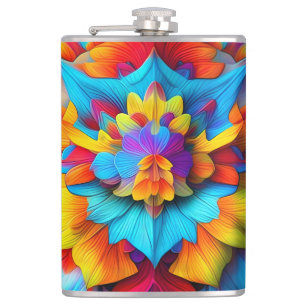 Colorful Floral Mandala Flower Design-56756 Flask