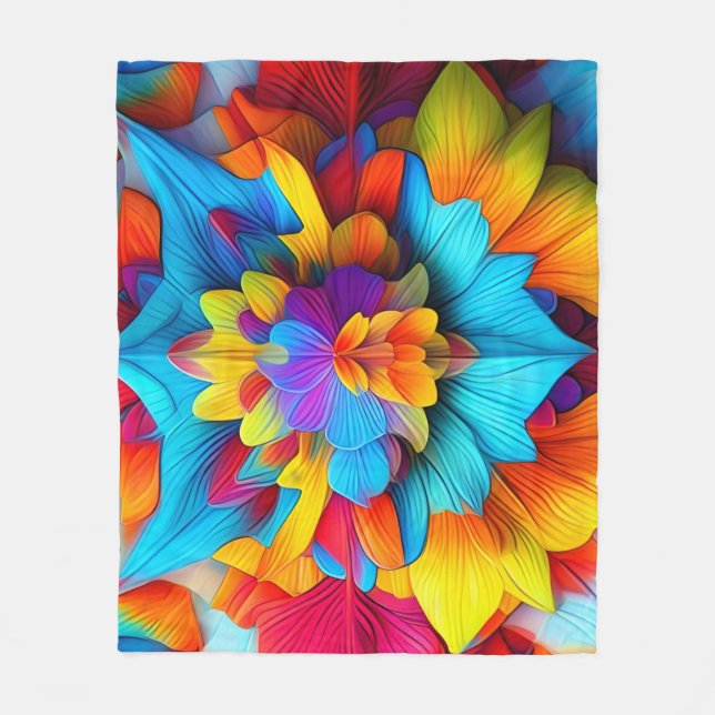 Colorful Floral Mandala Flower Design-56756 Fleece Blanket (Front)