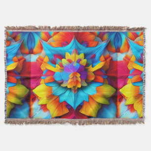 Colorful Floral Mandala Flower Design-56756 Throw Blanket