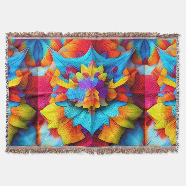 Colorful Floral Mandala Flower Design-56756 Throw Blanket (Front)