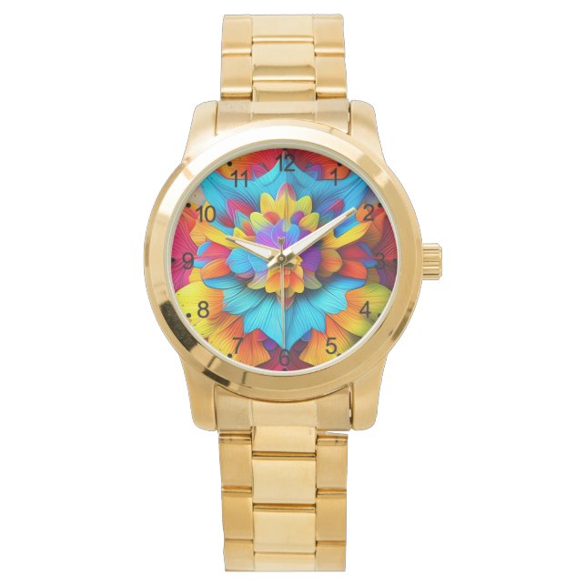 Colorful Floral Mandala Flower Design-56756 Watch (Front)