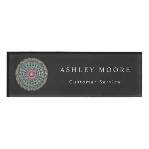 Colorful Floral Mandala Name Tag