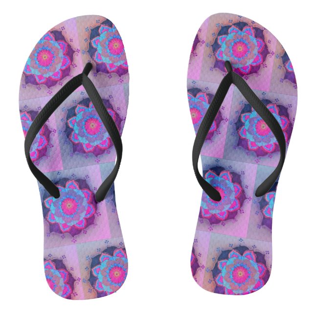 Colorful Floral Mandala Pattern  Flip Flops (Footbed)