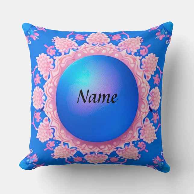 Colorful Floral Mandala Pattern Throw Pillow (Front)