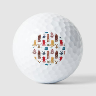 Colorful Floral Mandala: Vintage Hand-Drawn Golf Balls