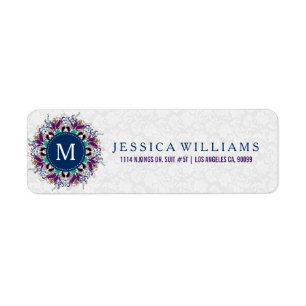 Colorful Floral Mandala With Monogram Label