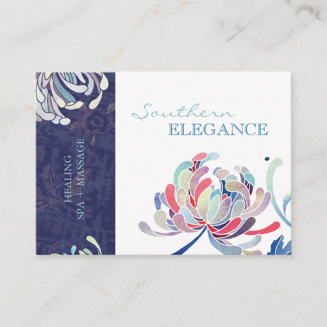 Colorful Floral Massage + Spa Appointment Card (Front)