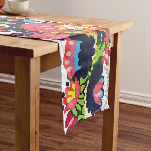 Colorful Floral Matyo Digital Folk Embroidery  Short Table Runner