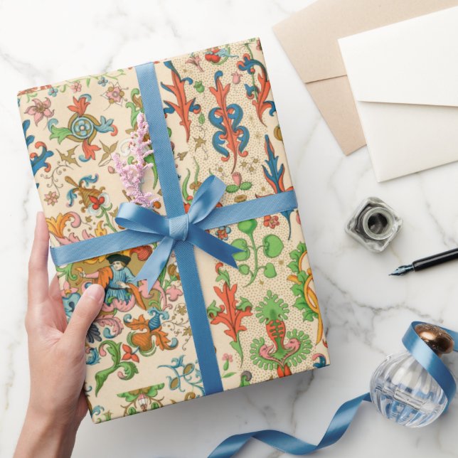 Colorful Floral medieval pattern Wrapping Paper (Gifting)
