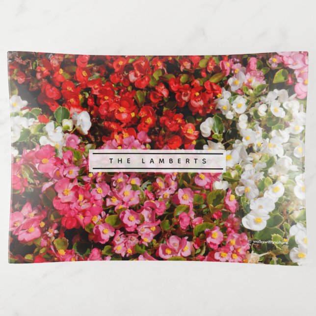 Colorful Floral Medley of Wax Begonias Trinket Tray (Front)