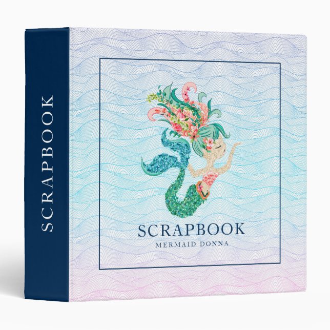 Colorful floral mermaid 3 ring binder (Front/Spine)