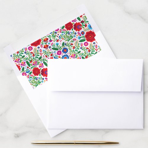 Colorful Floral Mexican Embroidery Envelope Liner