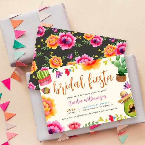 Colorful Floral Mexican Fiesta Bridal Shower Invitation