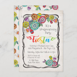 Colorful Floral Mexican Fiesta Housewarming Party Invitation