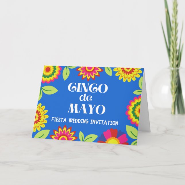 Colorful Floral Mexican Fiesta Virtual Wedding Invitation (Front)