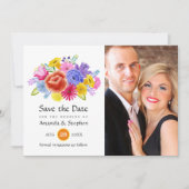 Colorful Floral Mexican Fiesta Wedding Photo Save The Date (Front)