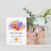 Colorful Floral Mexican Fiesta Wedding Photo Save The Date (Standing Front)