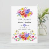 Colorful Floral Mexican Fiesta Wedding Photo Save The Date (Standing Front)