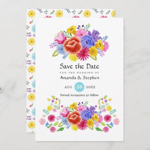 Colorful Floral Mexican Fiesta Wedding Save The Date