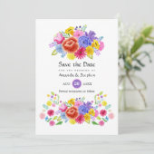 Colorful Floral Mexican Fiesta Wedding Save The Date (Standing Front)