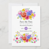 Colorful Floral Mexican Fiesta Wedding Save The Date (Front)
