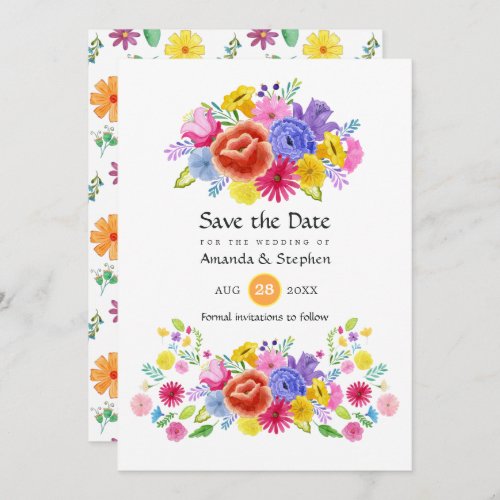 Colorful Floral Mexican Fiesta Wedding Save The Date