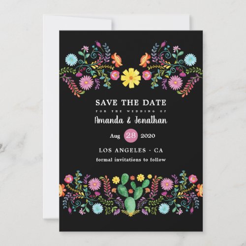 Colorful Floral Mexican Fiesta Wedding Save The Date