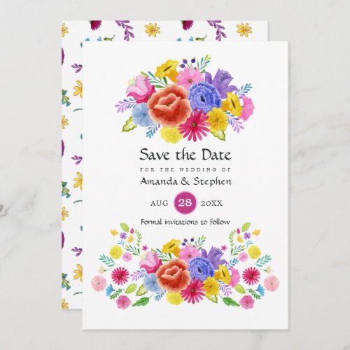 Colorful Floral Mexican Fiesta Wedding Save The Date