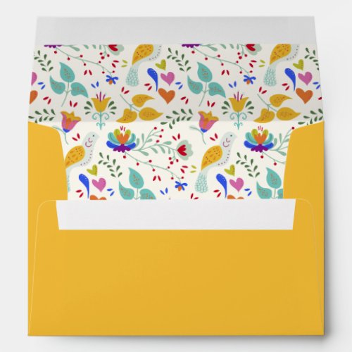 Colorful Floral Mexican Folk Art Birthday Envelope
