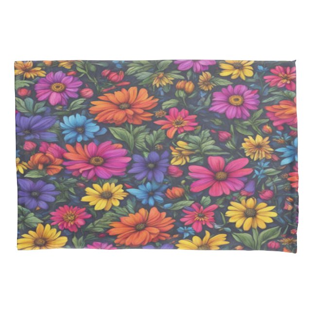 Colorful Floral Mix - Pillowcase (Front-Left)