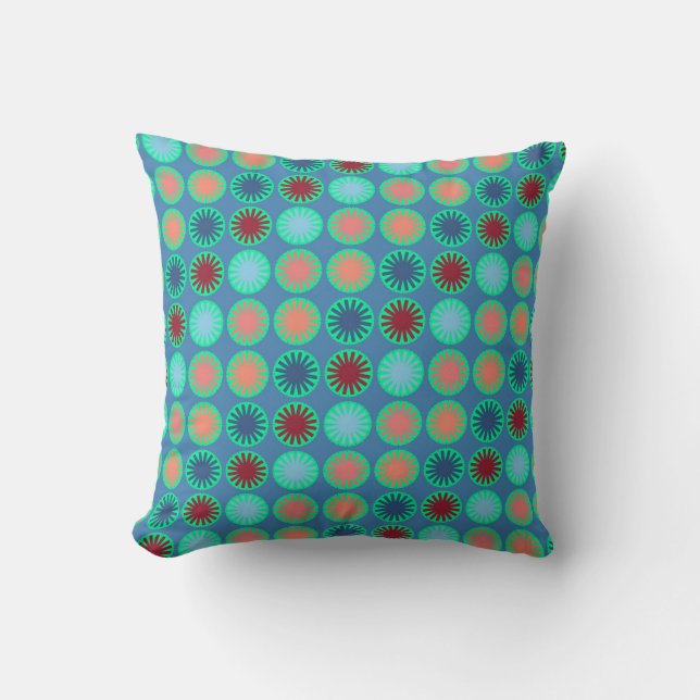 Colorful Floral Modern Geometric Pattern Throw Pillow (Front)