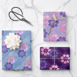 Colorful Floral Modern Graphic Print Wrapping Paper Sheets