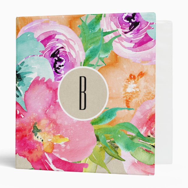 Colorful Floral Modern Rustic Botanical Kraft Binder (Front/Inside)