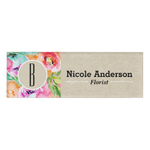 Colorful Floral Modern Rustic Botanical Kraft Name Tag
