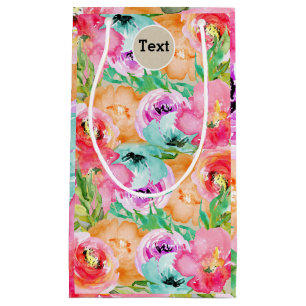 Colorful Floral Modern Rustic Botanical Kraft Small Gift Bag