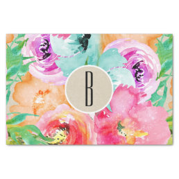 Colorful Floral Modern Rustic Botanical Kraft Tissue Paper