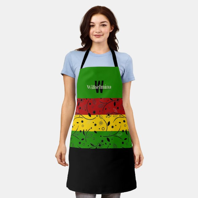 Colorful | Floral | Monogram Personalized Apron (Worn)
