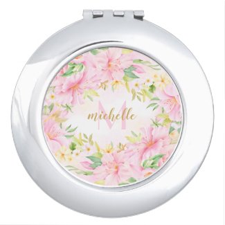 Colorful Floral Monogram Watercolor Botanical Pink