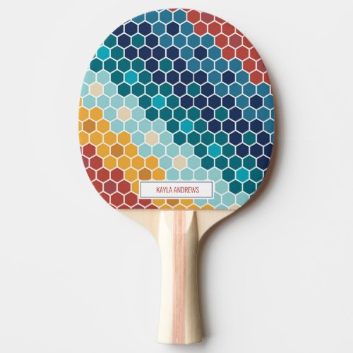 Colorful Floral Mosaic Hexagon Table Tennis Ping Pong Paddle