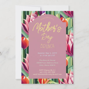 Colorful Floral Mother’s Day Brunch Mauve Pink Invitation