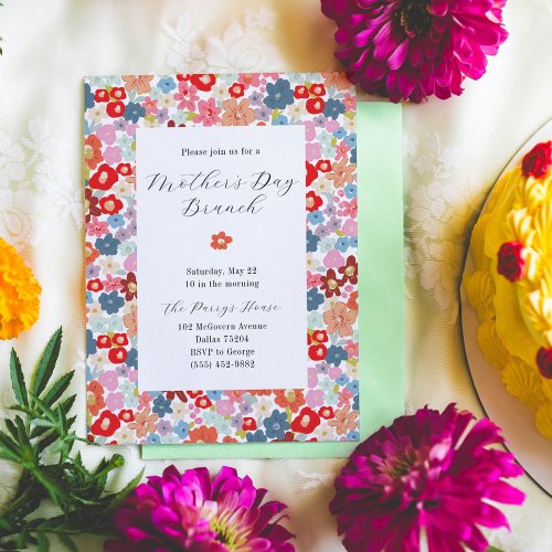 Colorful Floral Mothers Day Brunch Invitation