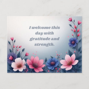 Colorful Floral Motivation Gratitude and Strength Postcard
