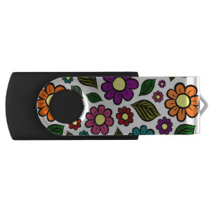 Colorful Floral Nature Pattern Flash Drive
