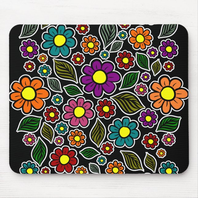 Colorful Floral Nature Pattern Mouse Pad (Front)