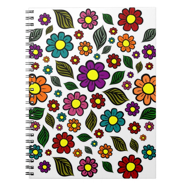 Colorful Floral Nature Pattern Notebook (Front)