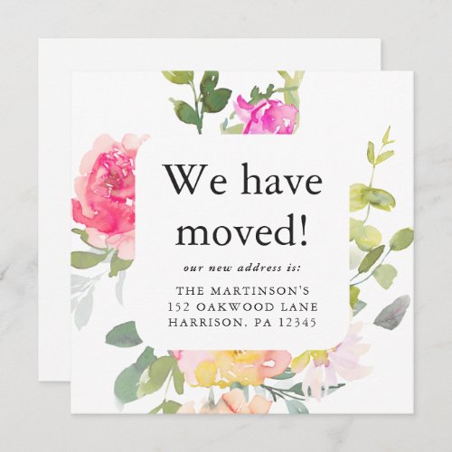Colorful Floral New Address Moving Announcement