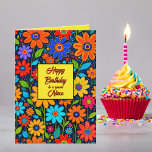 Colorful Floral Niece Custom Text Birthday Card<br><div class="desc">This vibrant and colorful birthday card is designed to bring joy to any special niece or other woman in your life. The front of the card features a lively and intricate floral pattern with a variety of flowers in bright, bold colors such as orange, blue, yellow, and red, set against...</div>