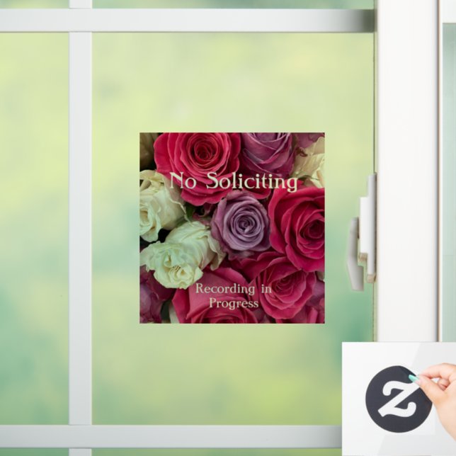 Colorful Floral No Soliciting Window Cling (Home)